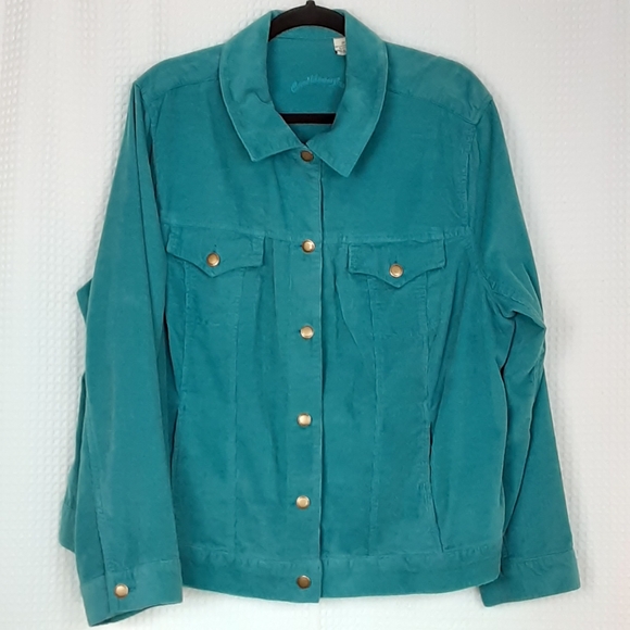Caribbean Joe Jackets & Blazers - Caribbean Joe Corduroy Jacket Teal Blue Size 2X